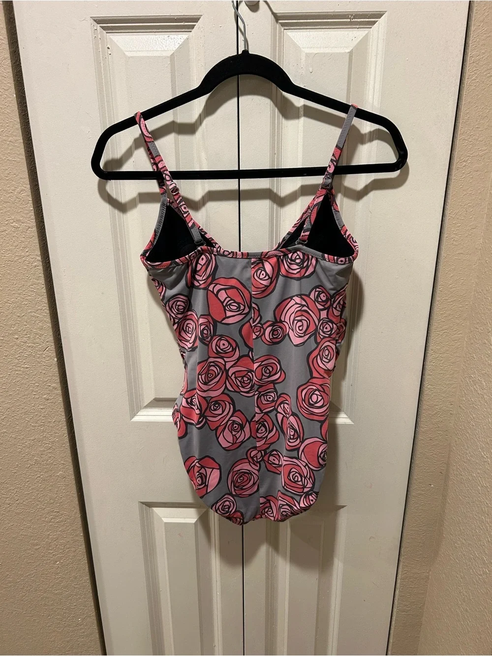 Garnet Hill Floral Tummy Control Rose One Piece Swimsuit , size 4